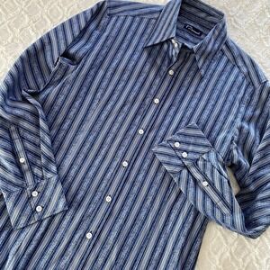 7 Diamonds Blue Textured Buttonup Longsleeved Large L Shirt‎ Striped